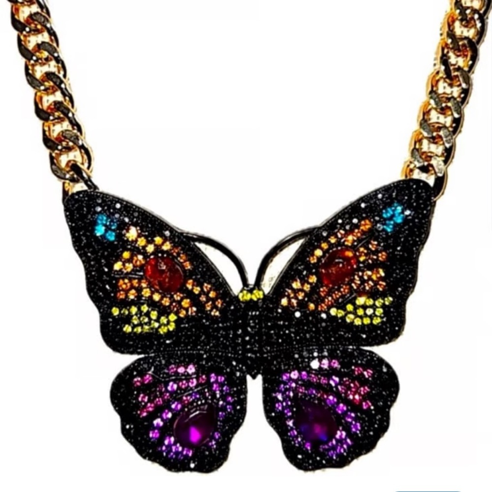 NWT ⚜️🖤⚜️ Betsey Johnson Gorgeous Butterfly Gem Necklace - Picture 1 of 12